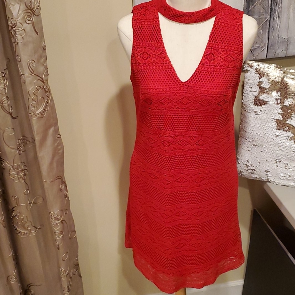Breathless Halter Neck lined lace Red Dress